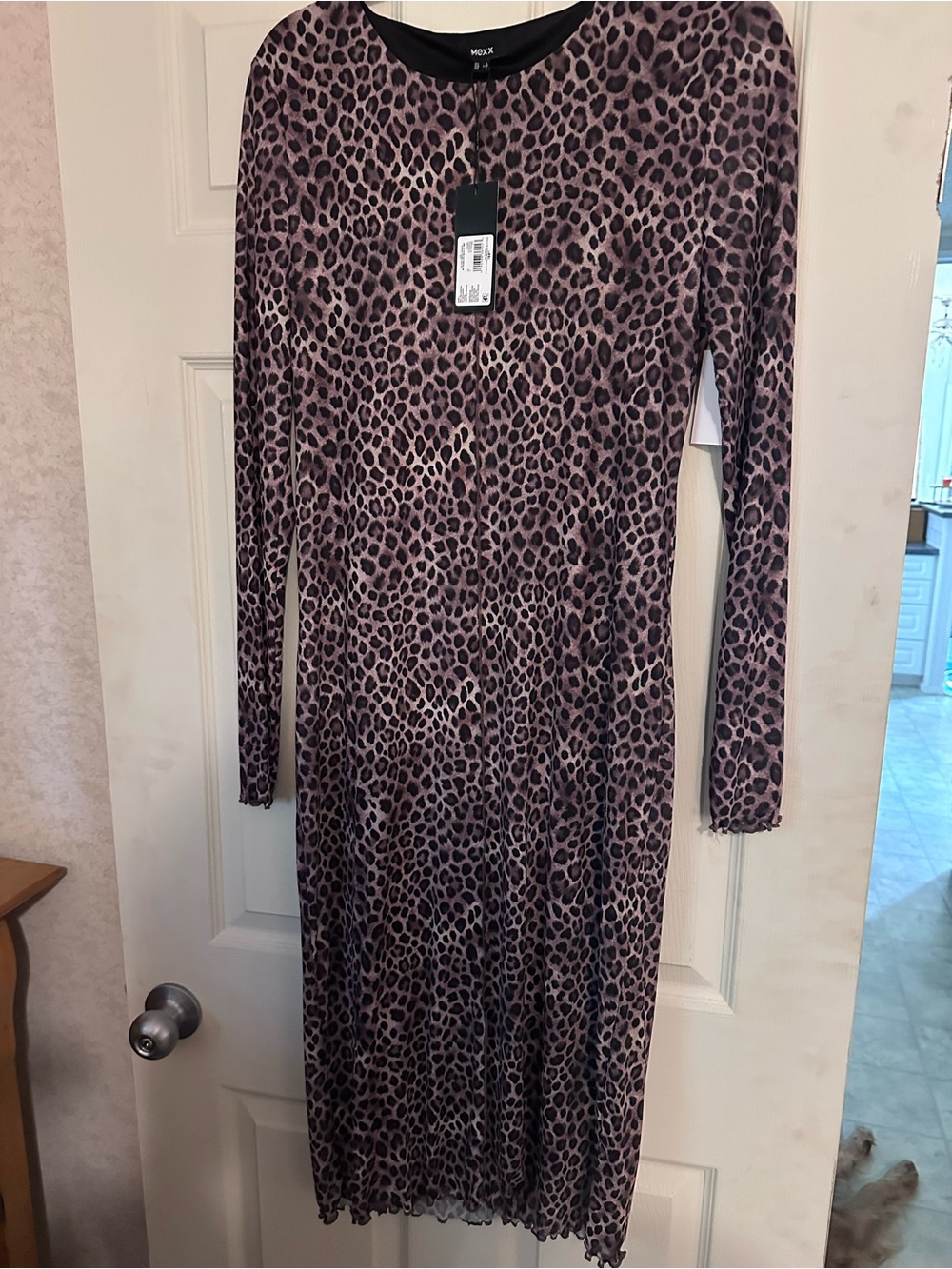 Mexx Taupe and Black Leopard Print Maxi Dress